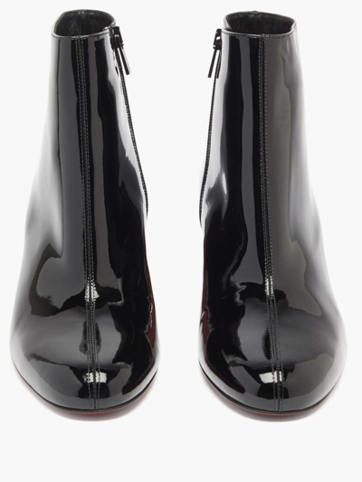 Pre-owned Christian Louboutin Turela 55mm Patent Leather Ankle Boots In Black