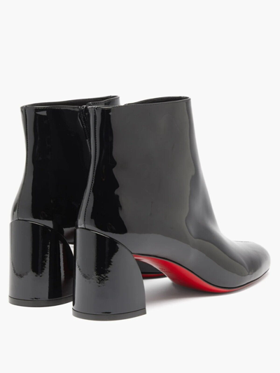 Pre-owned Christian Louboutin Turela 55mm Patent Leather Ankle Boots In Black