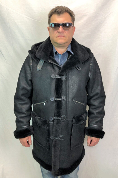 Pre-owned Victoria Black 100% Real Sheepskin Shearling Leather B7 Parka Trench Coat Jacket Xs-8xl