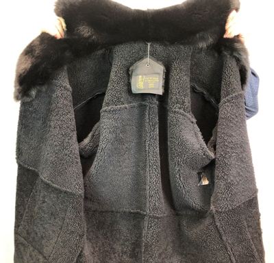 Pre-owned Victoria Black 100% Sheepskin Shearling Leather Real Fox Marlboro Trench Coat Jacket S-8x