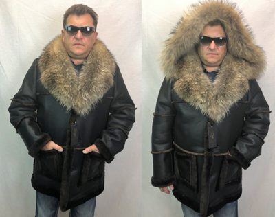 Pre-owned Victoria Black Real Sheepskin Shearling Leather Real Raccoon Marlboro Trench Coat S-8xl
