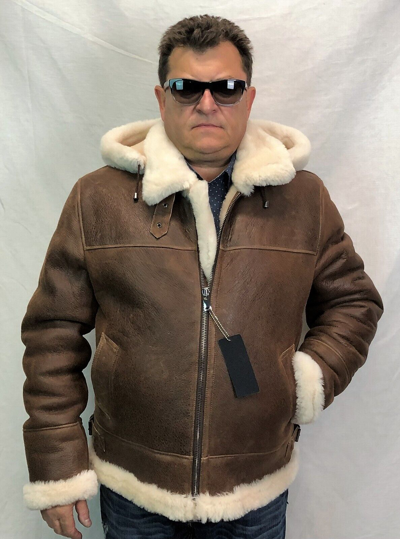 Pre-owned Victoria Espresso /beige 100% Sheepskin Shearling Leather B3 Bomber Flight Jacket S-8xl In Brown