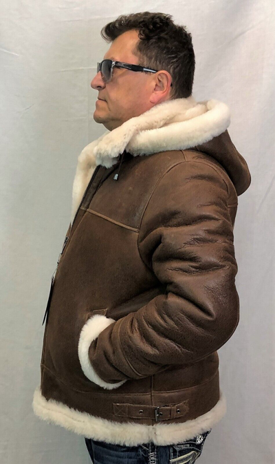 Pre-owned Victoria Espresso /beige 100% Sheepskin Shearling Leather B3 Bomber Flight Jacket S-8xl In Brown