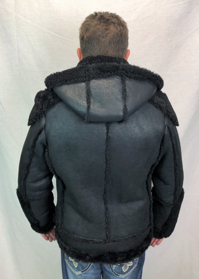 Pre-owned Victoria 100% Real Sheepskin Shearling Leather Bomber B3 Pilot Coat Jacket S-8xl, Black