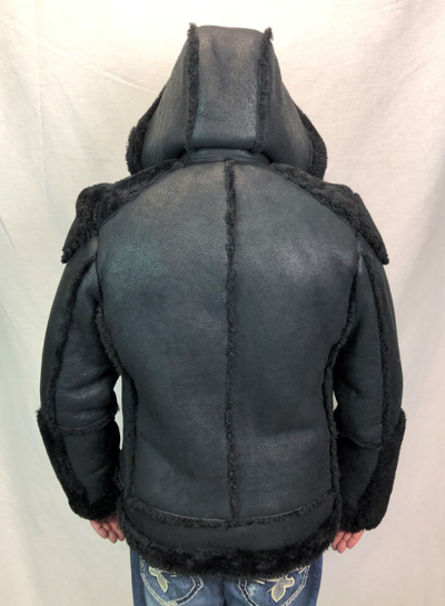 Pre-owned Victoria 100% Real Sheepskin Shearling Leather Bomber B3 Pilot Coat Jacket S-8xl, Black