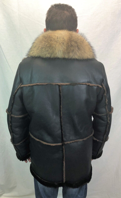 Pre-owned Victoria Black Real Sheepskin Shearling Leather Real Raccoon Marlboro Trench Coat S-8xl