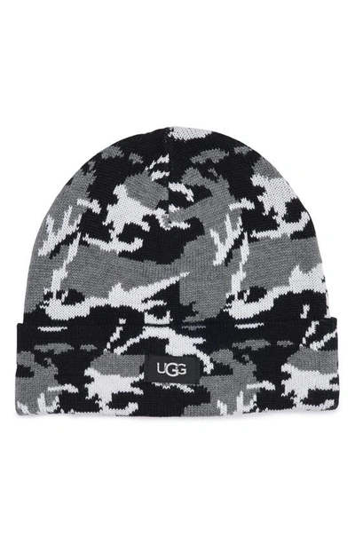 Ugg Camo Print Wool Blend Beanie In Black Camo