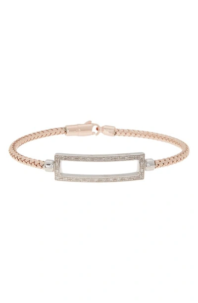 Meshmerise 18k Gold Plated Stainless Steel Diamond Bangle Bracelet In Rose Gold
