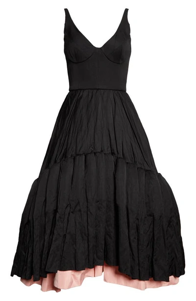 Shop Jason Wu Collection Tiered Ruffle Cocktail Dress In Black/ Salmon