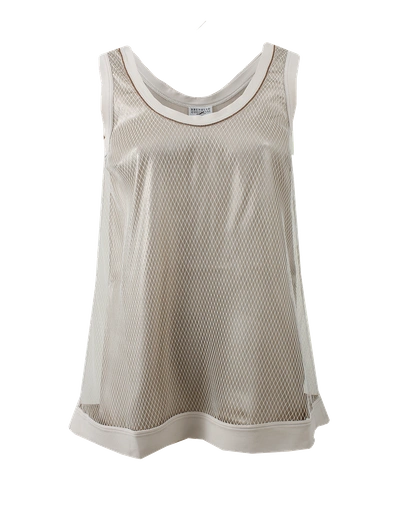 Brunello Cucinelli Netted Tank In Champ