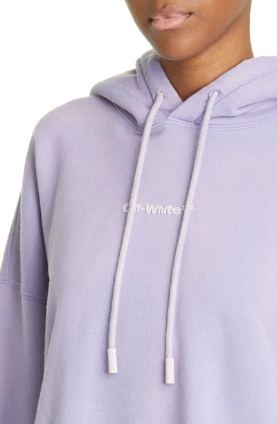 Shop Off-white Logo Cotton Hoodie In Lilac Lilac