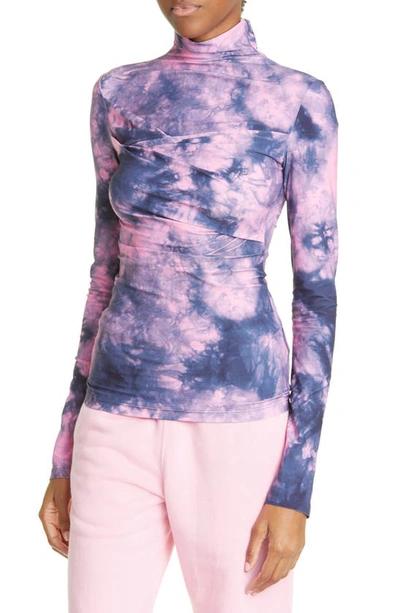 Shop Off-white Second Skin Tie Dye Turtleneck Top In Pink Blue