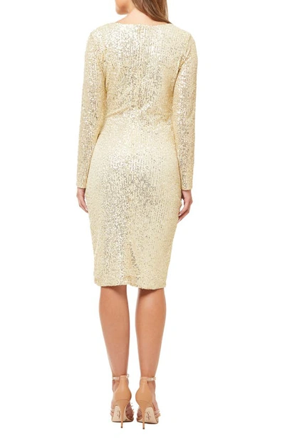 Love By Design Frances Sequin V-neck Dress In Gold Ivory