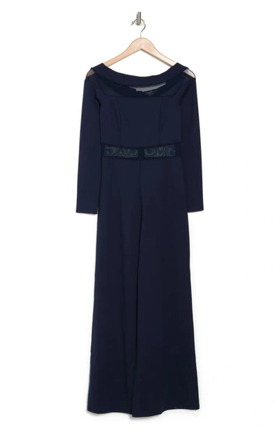 Love By Design Coleen Off The Shoulder Jumpsuit In Navy Blazer