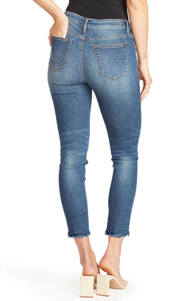 Shop Vigoss Jagger Distressed Raw Hem Skinny Jeans In Med Wash