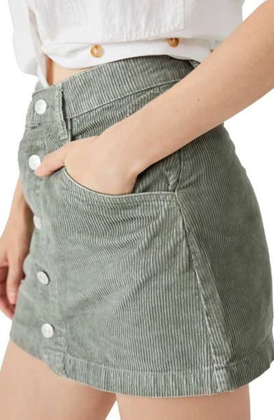 Shop Free People Ray Cotton Corduroy Miniskirt In Washed Army