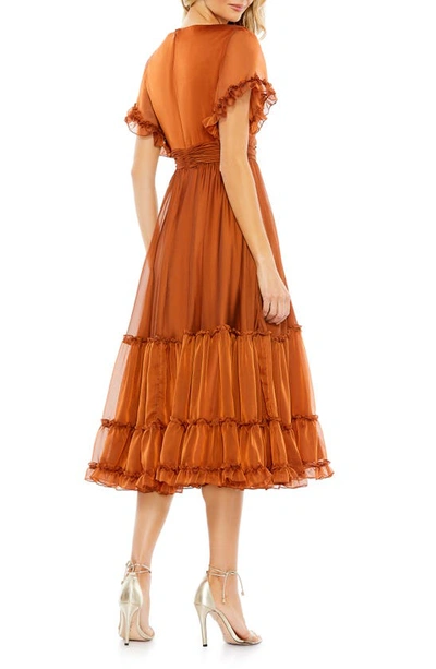 Shop Mac Duggal Ruffle A-line Cocktail Dress In Rust