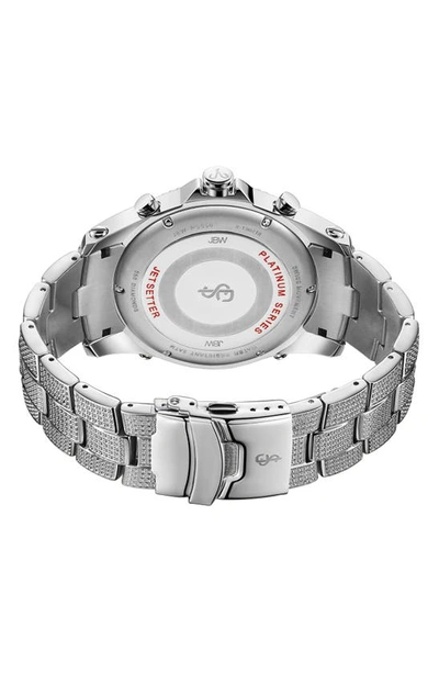 Shop Jbw Jet Setter Diamond Chronograph Bracelet Watch, 47.5mm X 12mm In Rhodium