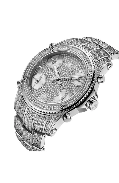 Shop Jbw Jet Setter Diamond Chronograph Bracelet Watch, 47.5mm X 12mm In Rhodium