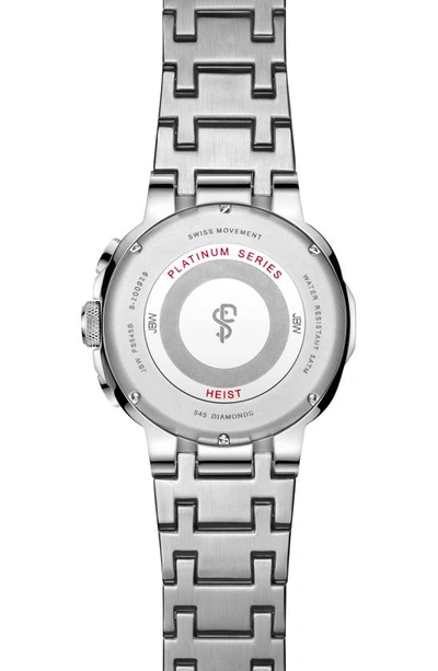 Shop Jbw Heist Diamond Chronograph Bracelet Watch, 47.5mm X 12mm In Rhodium