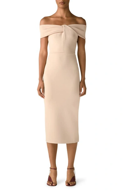 Shop St John One-shoulder Milano Knit Dress In Nude