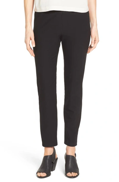 Shop Eileen Fisher Stretch Crepe Slim Ankle Pants In Black