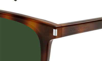 Shop Saint Laurent 54mm Rectangular Sunglasses In Havana