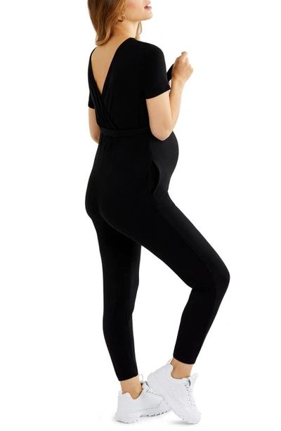 Shop A Pea In The Pod Luxessentials Reversible Maternity Jumpsuit In Black