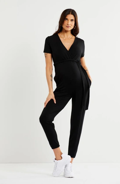 Shop A Pea In The Pod Luxessentials Reversible Maternity Jumpsuit In Black
