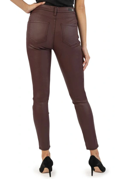 Shop Kut From The Kloth Donna Fab Ab Coated High Waist Ankle Skinny Jeans In Bordeaux