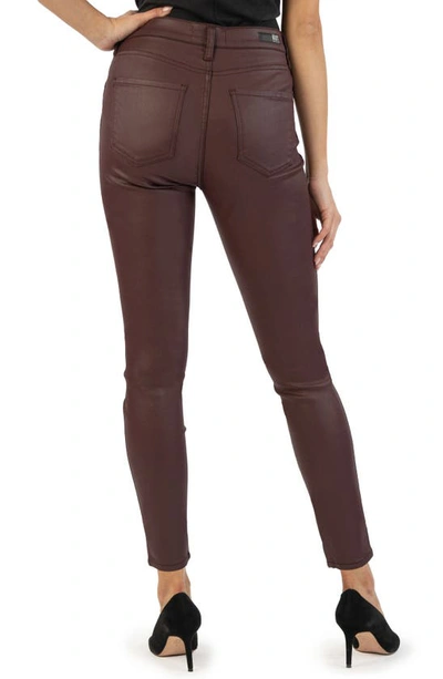 Kut From The Kloth Donna Fab Ab Coated High Waist Ankle Skinny Jeans In Bordeaux