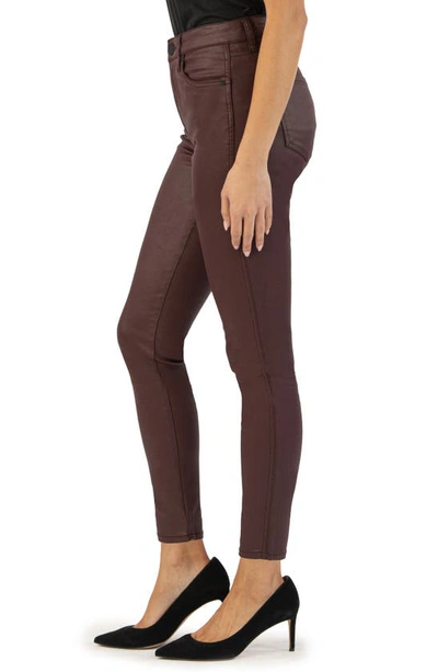 Shop Kut From The Kloth Donna Fab Ab Coated High Waist Ankle Skinny Jeans In Bordeaux