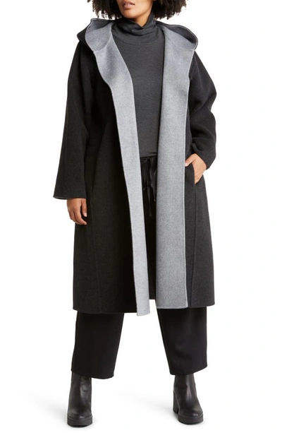 Eileen Fisher Hooded Wool & Cashmere Double Face Coat In Chmon