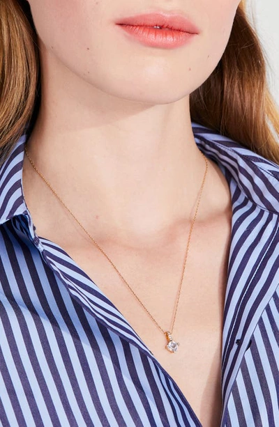 Kate Spade Mini Pendant Necklace In Clear/ Gold.