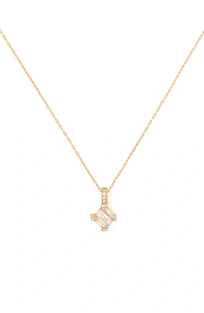 Kate Spade Mini Pendant Necklace In Clear/ Gold.