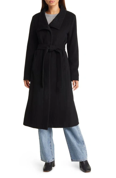 Shop Cole Haan Signature Slick Belted Long Coat In Black