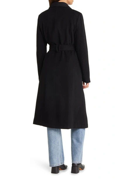 Shop Cole Haan Signature Slick Belted Long Coat In Black