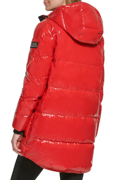 Shop Karl Lagerfeld Cocoon Water Resistant Down & Polyester Fill Puffer Jacket In Scarlet