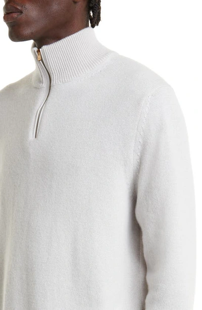 Shop Agnona Cashmere Quarter Zip Sweater In Ice