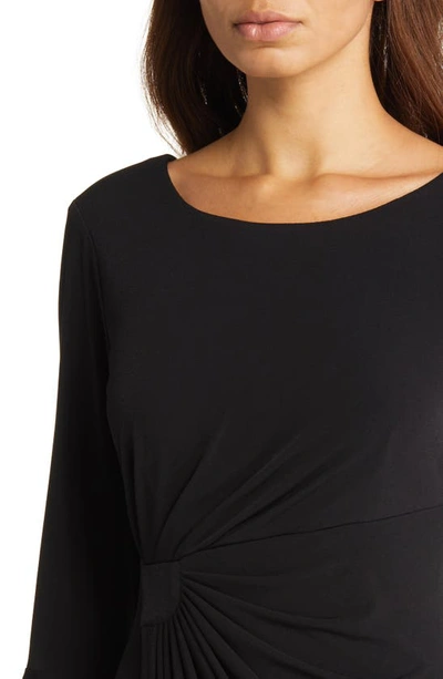 Connected Apparel Mock Wrap Gown In Black