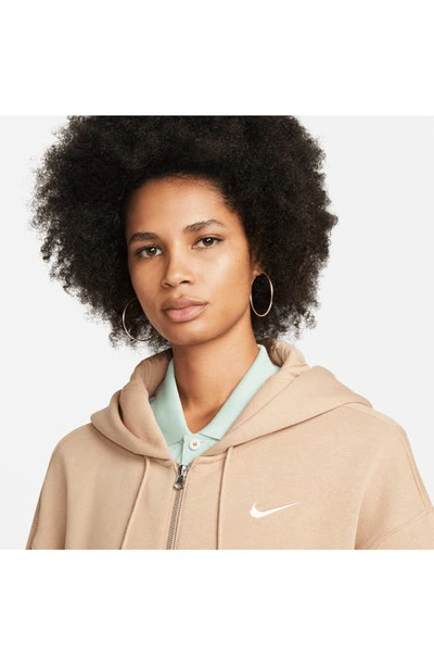 Shop Nike Sportswear Phoenix Fleece Full Zip Hoodie In Hemp/sail