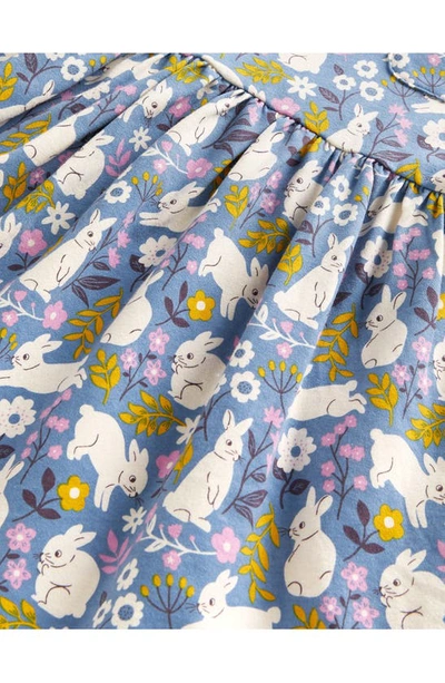 Shop Mini Boden Kids' Fun Bunny Print Long Sleeve Cotton Jersey Dress In Riviera Blue Bunny