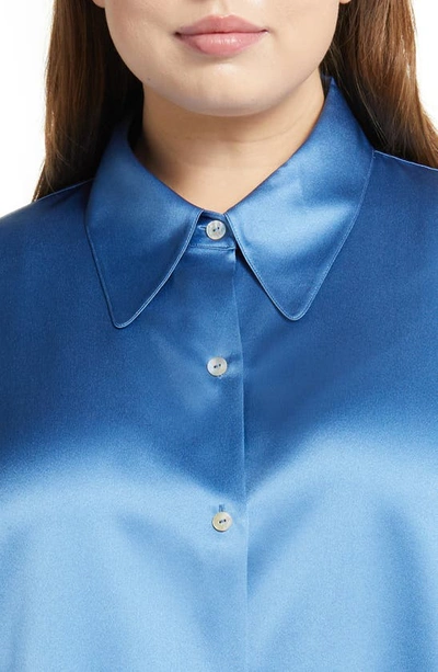 Shop Vince Shaped Collar Silk Button-up Blouse In Palisade