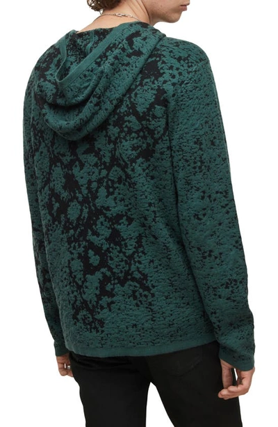Shop John Varvatos Ludham Dissapearing Python Jacquard Hooded Sweater In Dark Moss