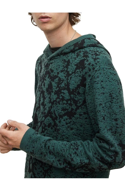 Shop John Varvatos Ludham Dissapearing Python Jacquard Hooded Sweater In Dark Moss
