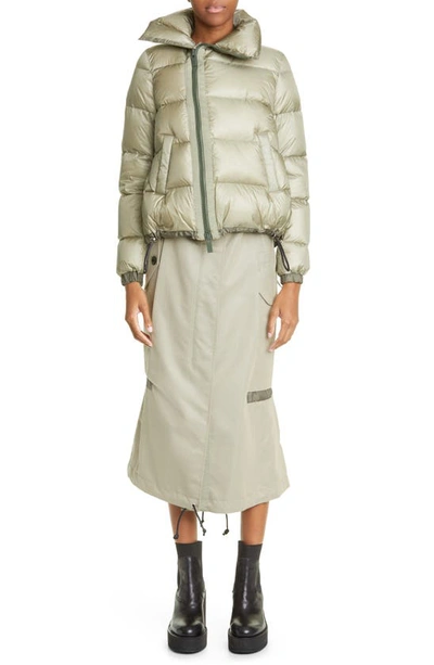 Shop Sacai Flare Back Puffer Jacket In Light Khaki