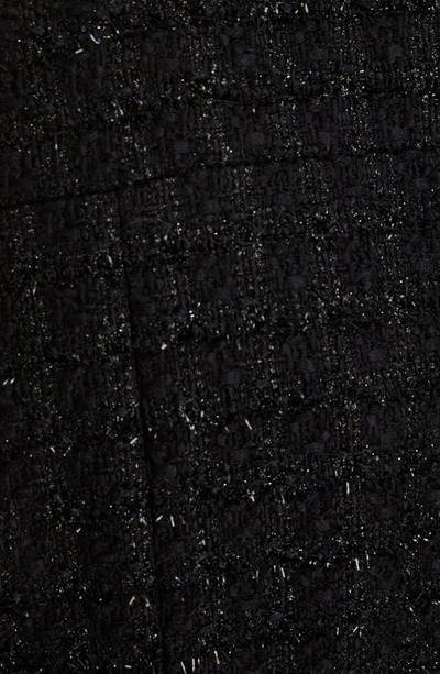 Shop Balmain Velvet Trim Tweed Minidress In 0pa Noir
