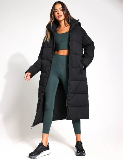 Girlfriend Collective Long Puffer Jacket In Black