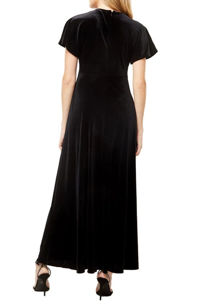 Love By Design June Velvet Flutter Sleeve Maxi Dress In Black