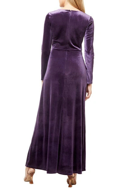 Love By Design Long Sleeve Velvet Maxi Dress In Blackberry Cordial